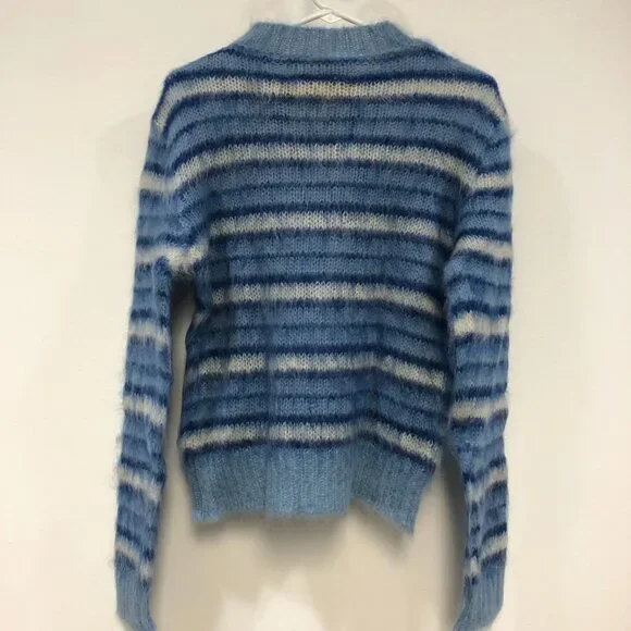 Marni Blue & White Striped Mohair-Blend Sweater Size 38 With Original tag - Picture 4 of 15
